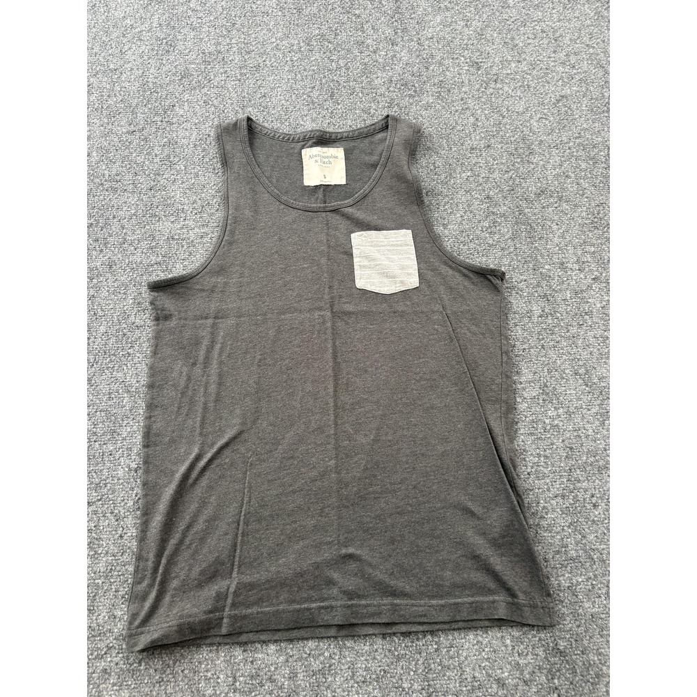 Abercrombie & Fitch Shirt Mens Small Gray Sleeveless Pocket Tank Top Moose Logo